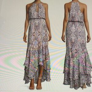 Parker Silk Pink White Floral Maxi Dress Excellent Condition